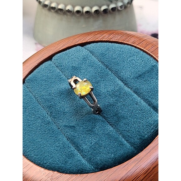 925 Sterling Silver Yellow Lab Opal Ring | Size 7.5 Fire Gem Statement Jewelry - Picture 2 of 5